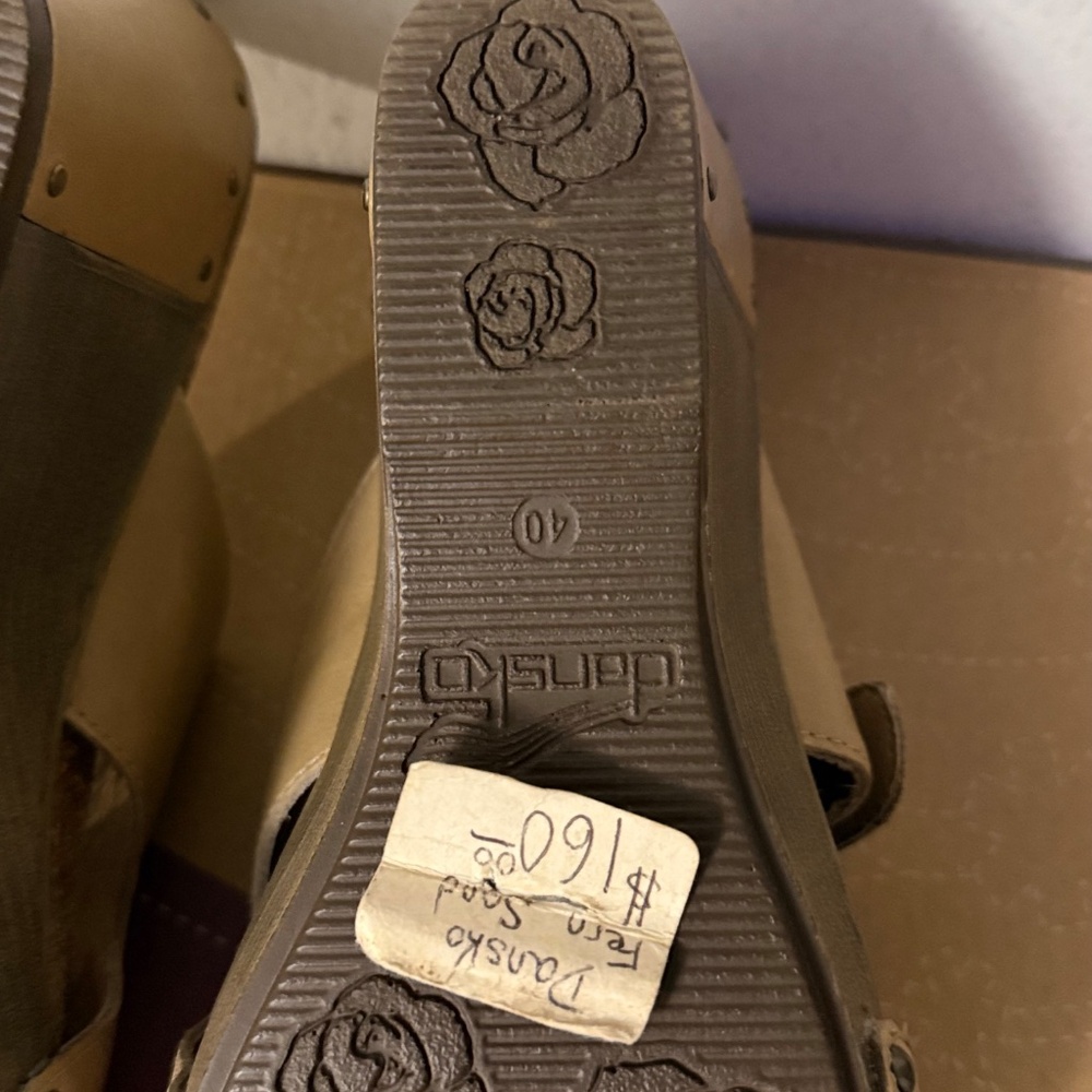 Dansko Fern Beige Tan Leather Studded Cork Sandals Platforms NIB Sz40 40 9 9.5 - Picture 6 of 7